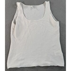 Armani Collezioni Tank Top Women 14 White Textured Ribbed Workout Stretch Italy